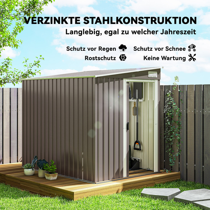 Гаражний бокс Outsunny з металу, 2,81 м², 154x206,5x181 см. Сховище для інструментів з похилим дахом та фундаментом.
