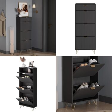 Шафа для взуття Vicco Helge, чорна, 60 x 145 см, 3 відділення