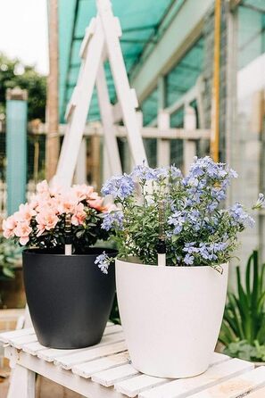 Набір горщиків для квітів T4U 15 см з автополивом та індикатором рівня води (4 шт.) - білий