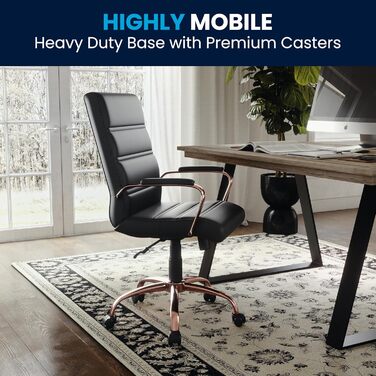 Крісло шеф Flash Furniture, обшите білою шкірою, з червонозолотим каркасом, 61 x 58,5 x 103,5 см