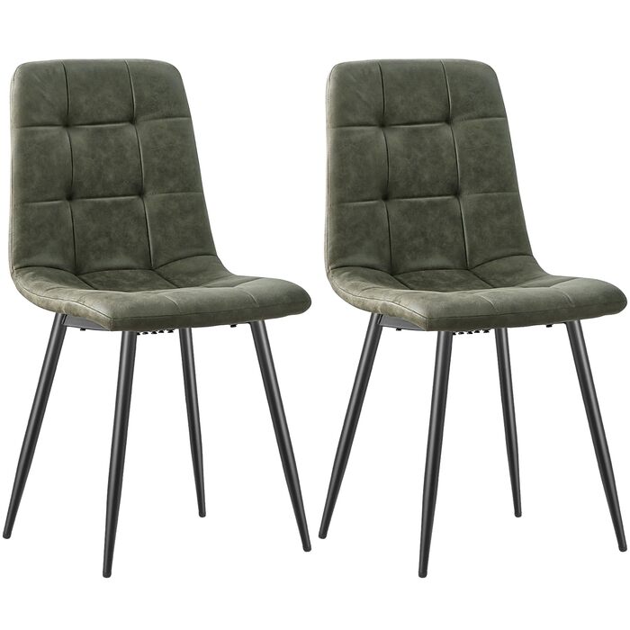 Набір обідніх стільців Techno, м'який матеріал, чорні металеві ніжки, для кухні, вітальні, зони очікування (2 шт., оливковий зелений)