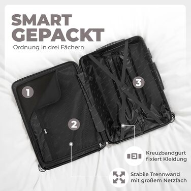 Набір валіз Onbest 3 шт. XXL (20', 24', 28') з ABS пластику – міцні та легкі валізи з колесами. В комплекті: валіза, ролтоп, валіза-ролкер + цифрова вага. Колір: шампань