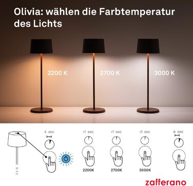 Zafferano Olivia Pro: Портативна LED-лампа з торшером, регулювання яскравості, 2200-3000K, Corten, для дому та саду