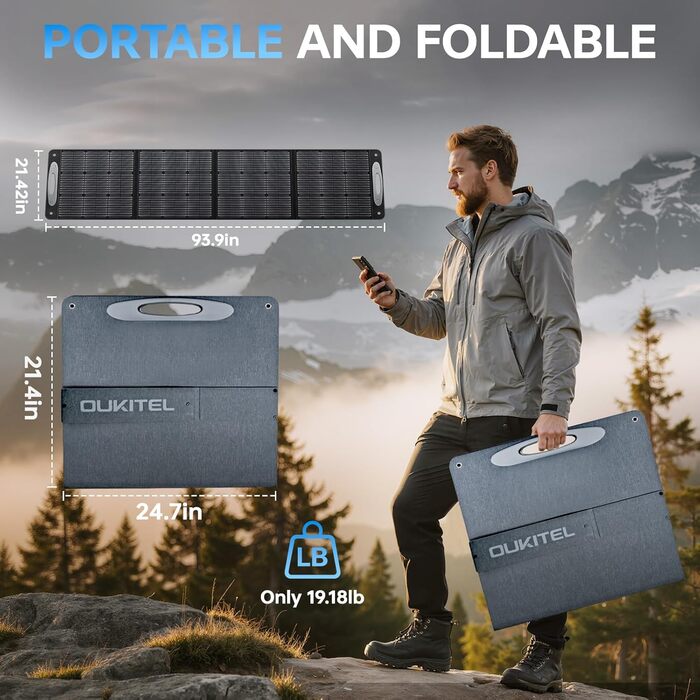 Портативна електростанція 1024Wh LiFePO4, сонячний генератор з 4 роз'ємами AC 1800W (3600W пік), 100W USB-C, швидка зарядка, UPS, для кемпінгу, RV, надзвичайних ситуацій (P1000E PLUS+PV200 сонячна панель)