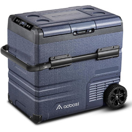 Компактний компресорний холодильник AAOBOSI 46L з двозонним керуванням (-20°C), 12v/230v, з мобільним додатком, для кемпінгу, авто, човна, RV, анти-shake