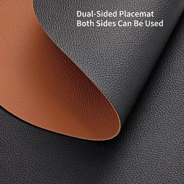 Набори серветок Myir JUN: шкіряні та з екошкіри, миючі, круглі, двосторонні, з антиковзаючим покриттям (6 шт., чорний/коричневий)