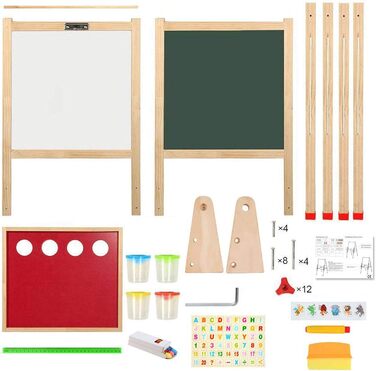 Дитяча дошка-мольберт Kramow з двома сторонами та магнітною поверхнею. Ідеальний подарунок для творчості та навчання дітей від 3 років