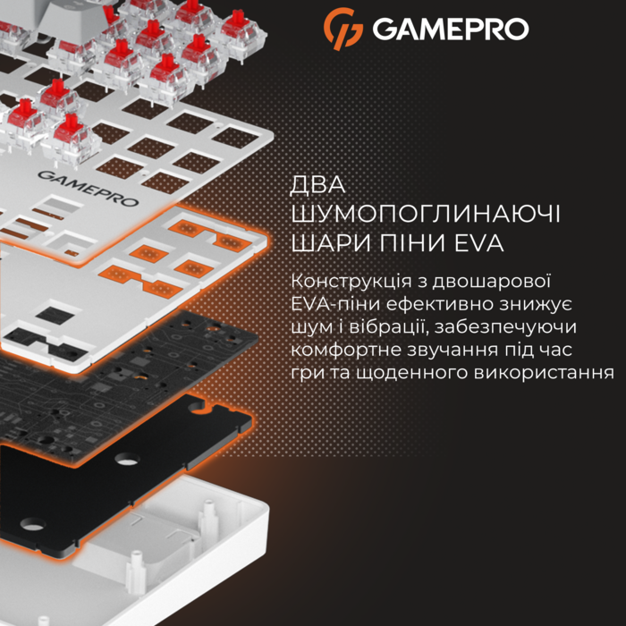 Дротова механічна клавіатура GamePro Genesis Metallic (MK110W) 87% Red switches