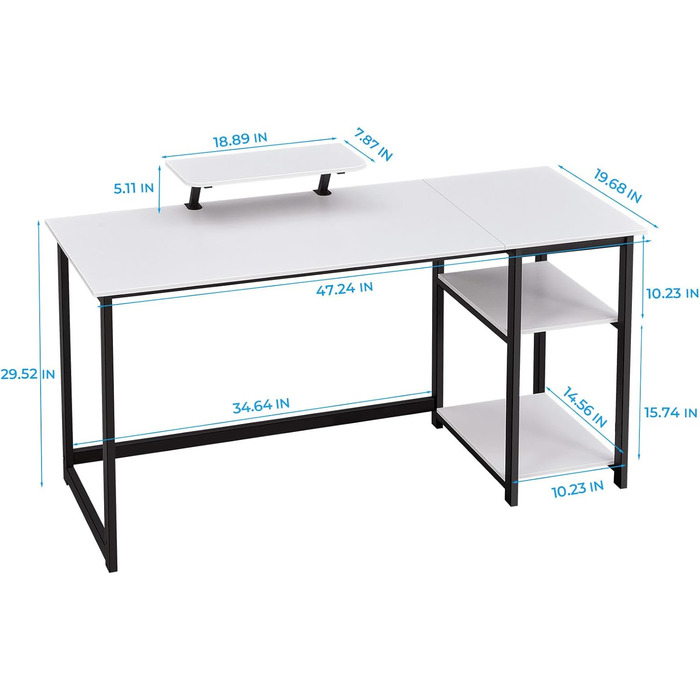 Білий письмовий стіл GreenForest з місцем для зберігання, 100 см, комп'ютерний стіл з підставкою для монітора для дому та офісу