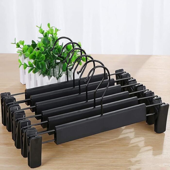 30 шт. вішалки для штанів та спідниць Northern Brothers, чорного кольору, з кліпсами, з пластику, для джинсів та шортів