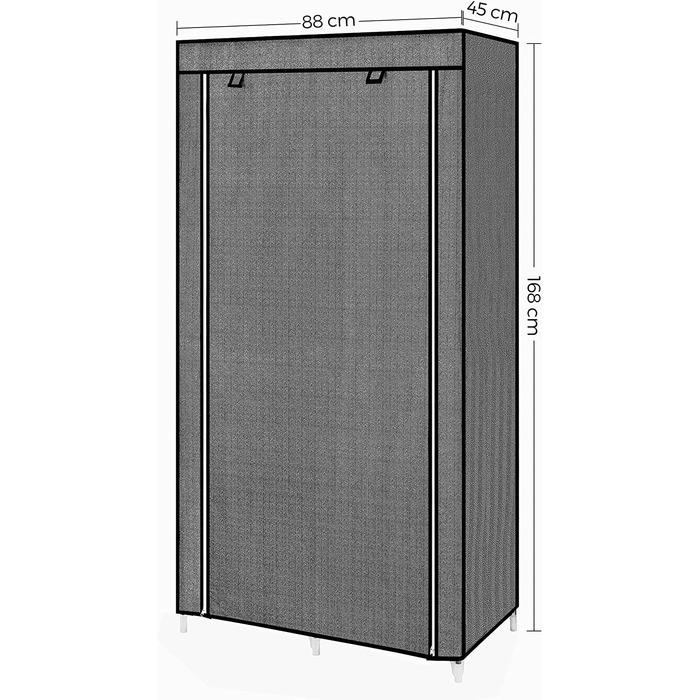 Шафа SONGMIC, тканинна шафа, 2 Вішалки для одягу, 6 полиць, 88 x 45 x 168 см, для спальні, передпокою, Вбиральні