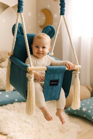 Дитяча гойдалка для дому та вулиці Bär Light Velvet | Гойдалка для малюків з м'яким сидінням