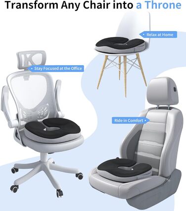 Ортопедична подушка-кільце з ефектом пам'яті для копчика та куксицевого відділу, протигеморройна та протипролежнева подушка для вагітних та реабілітації (Чорна)