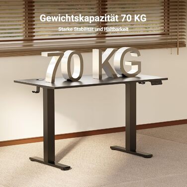 Електричний регульований стіл Claiks 120x60 см з пам'яттю, з гачками, чорний