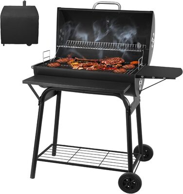 Гриль вугільний на коліщатках з термометром | Гриль для барбекю, вугільний гриль для дачі | BBQ15