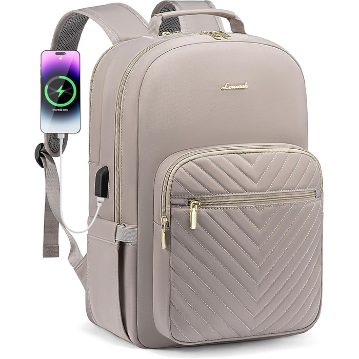 LOVEVOOK Рюкзак для жінок, великий, 15.6 дюймів, для ноутбука, водонепроникний, шкільний, для дівчаток, підлітків, чорний, елегантний, для роботи, для школи, університету, подорожей (15.6 дюймів, Taro-сірий)