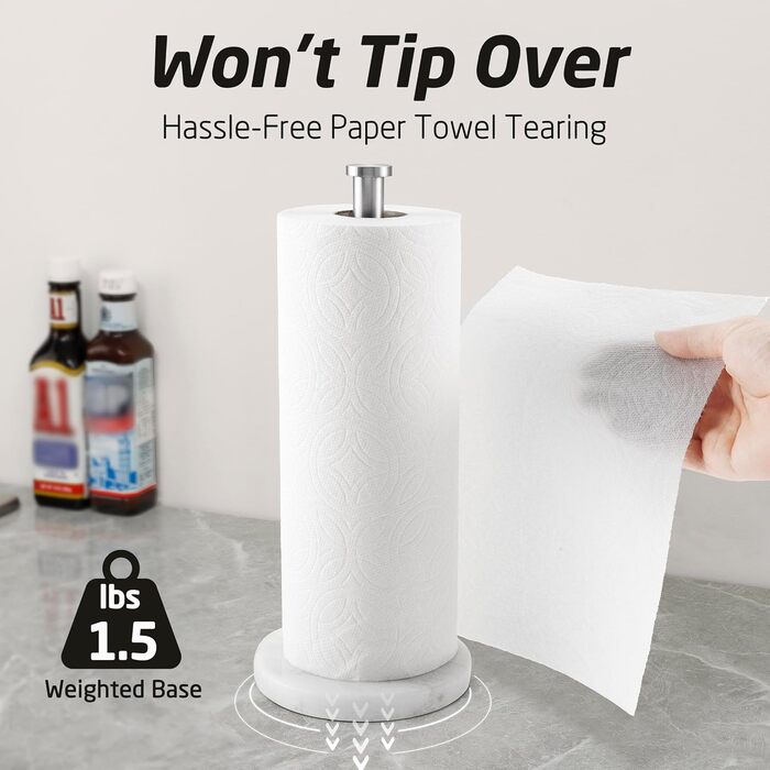 Тримач для паперових рушників KES мармурова підставка, стійкий диспенсер із нержавіючої сталі SUS304, 14 см, KPH100S14B-2