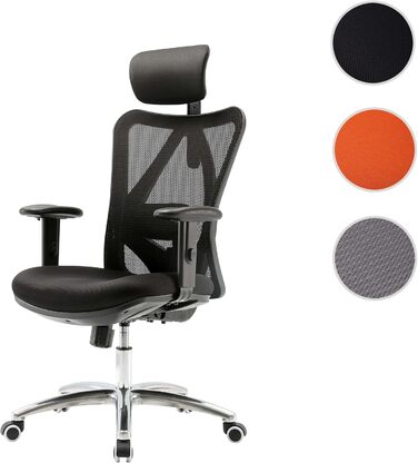 Офісне крісло Mendler HWC-J86, ергономічне, регульована поперекова підтримка, до 150 кг, чорний/оранжевий (без підніжки)