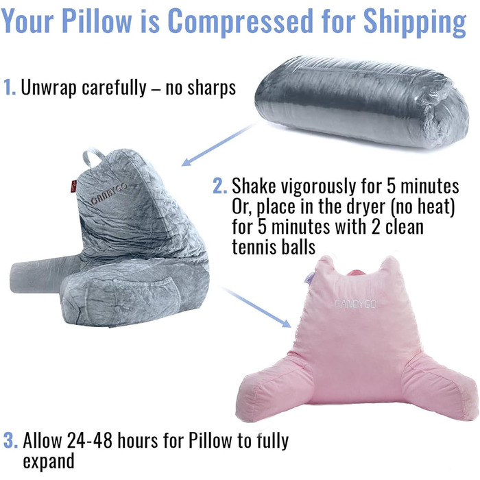 Крісло-мішок Canbygo для читання з підлокітниками, з піною з пам'яті, для читання, роботи та ігор, знімний чохол (Рожевий)