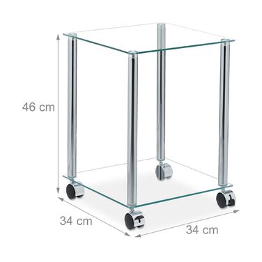 Столик журнальний Relaxdays зі скляною стільницею та роликами