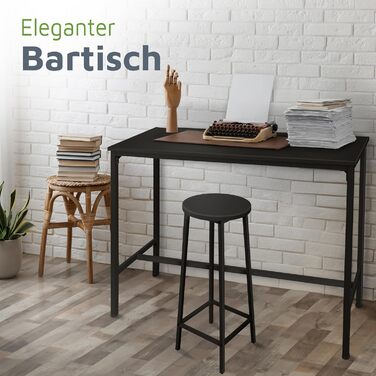 Барний стіл BeFair з дуба та білого кольору, 120x40x100 см, індустріальний стиль, з підніжкою