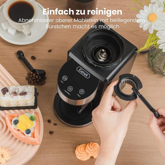 Електрична кавомолка Gevi з жерновами, для еспресо, 35 ступенів помолу, 51/58 мм портафільтр