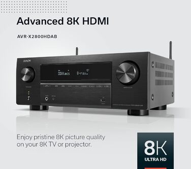 Ресивер, Dolby Atmos, DTSX, 8K HDMI, Bluetooth, DAB, WLAN, Alexa, чорний, 2800HDAB 7.2 AV