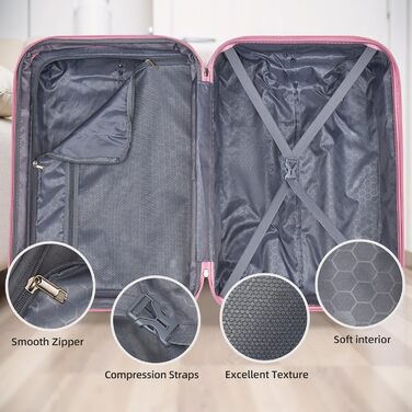 Набір валіз LARVENDER 5-ти частинний, з жорстким корпусом, розширюваний, з кодовим замком, (персиковий-мерехтливий)