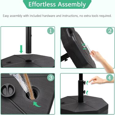 Обтяжувач для парасольки Helios&Hestia Robuster, 50,8 кг, чорний, пластиковий, для вулиці, тераси, ринку