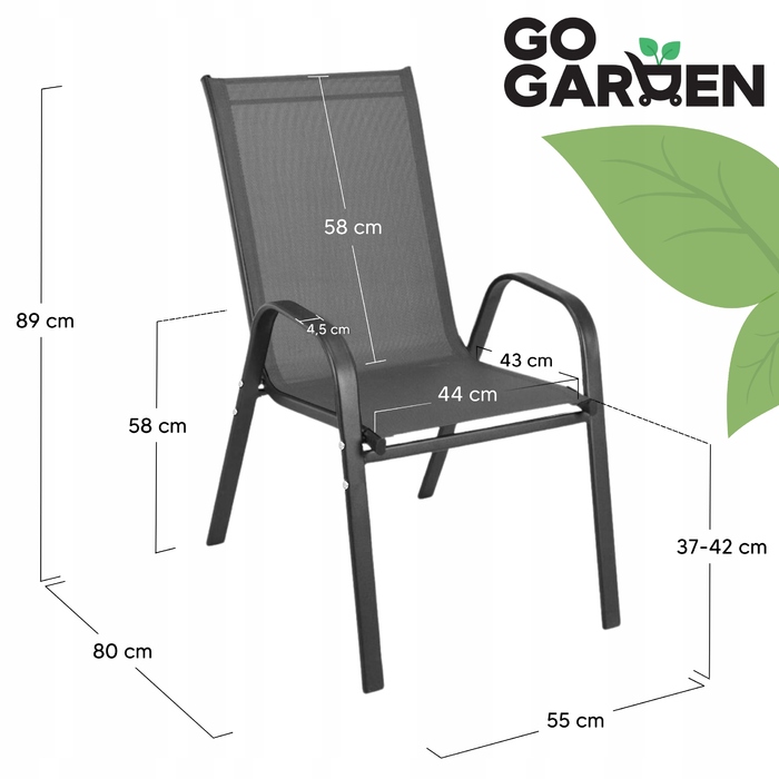 Комплект садових меблів Zolta, метал, сірий, 7 предметів