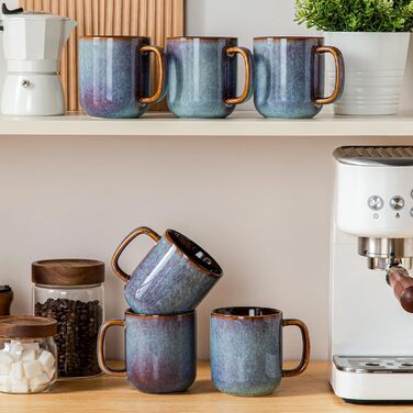 Набір посуду Vancasso Steingut 24 елементи, на 8 осіб: тарілки, салатники, миски. Серія ONION (блакитний), дизайн 