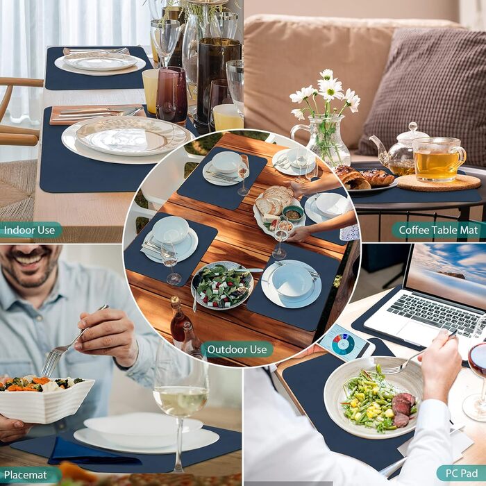 Набори серветок на стіл Bacgnyer, 6 шт., чорні, миючі, підставки під тарілки, для дітей, осінні, з екошкіри, підставки під тарілки