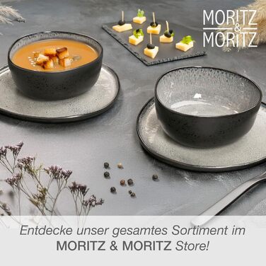 Набір посуду Moritz & Moritz ORGANIC на 6 осіб (18 предметів) - Елегантний набір тарілок з високоякісної кераміки (сірий)