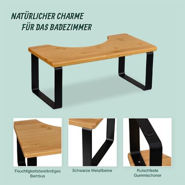 Підставка для ніг під час сидіння на унітазі Relaxdays, бамбук та метал