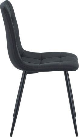 Стілець для їдальні Albatros Bora (4 шт.) - стильний вінтажний дизайн, до 110 кг, з м'яким сидінням. Сучасний кухонний стілець для їдальні або обіднього столу (тканина, чорний)