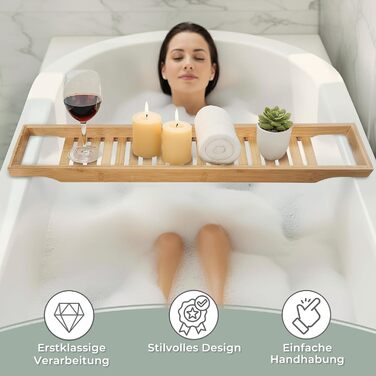 Поличка для ванни Torrex® 30540 з бамбука, різні розміри, 74 x 15 x 3,5 см