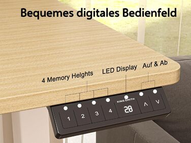 Регульований стіл WALKINGDESK для дому та офісу: електричний, з ящиками, полицями та гачками (140x60 см, дуб)