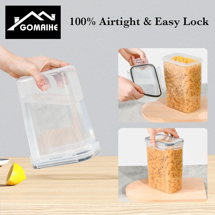 Набір контейнерів для зберігання GoMaihe (24 шт) з герметичними кришками: контейнери для продуктів з етикетками та маркером | Коробки для зберігання на кухню для мюслі, борошна, кукурудзяних пластівців та цукру | Без BPA | Можна мити в посудомийній машині