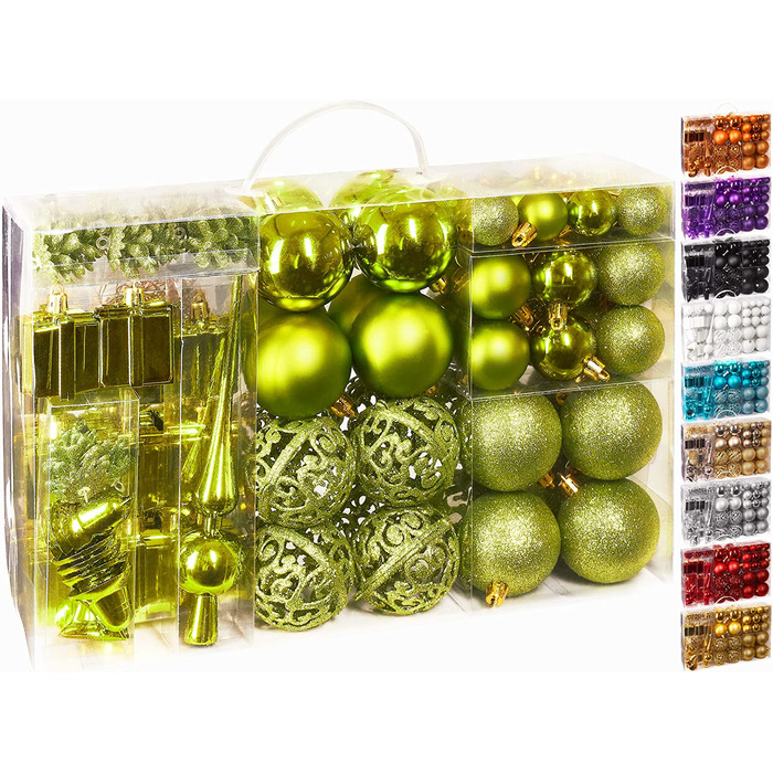 Набір різдвяних дрібничок BRUBAKER з 101 предмета з ялинковими прикрасами з мережива дерева (зелений)