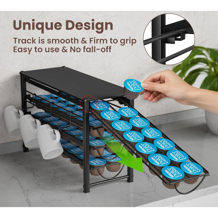 Тримач для капсул кави Dolce Gusto, 5-ярусний металевий ящик для капсул з тихими направляючими та антиковзними ніжками (56 капсул)