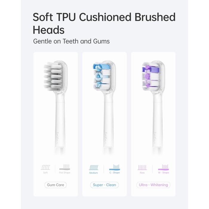 Електрична звукова зубна щітка Laifen Wave з 3 насадками, IPX7, магнітна зарядка, для дорослих