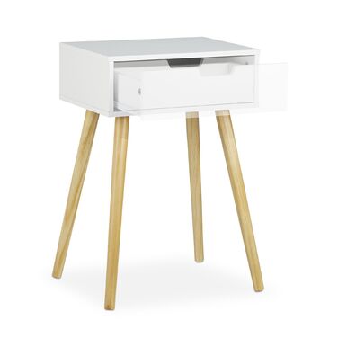 Приліжкова тумбочка Relaxdays біла з шухлядою