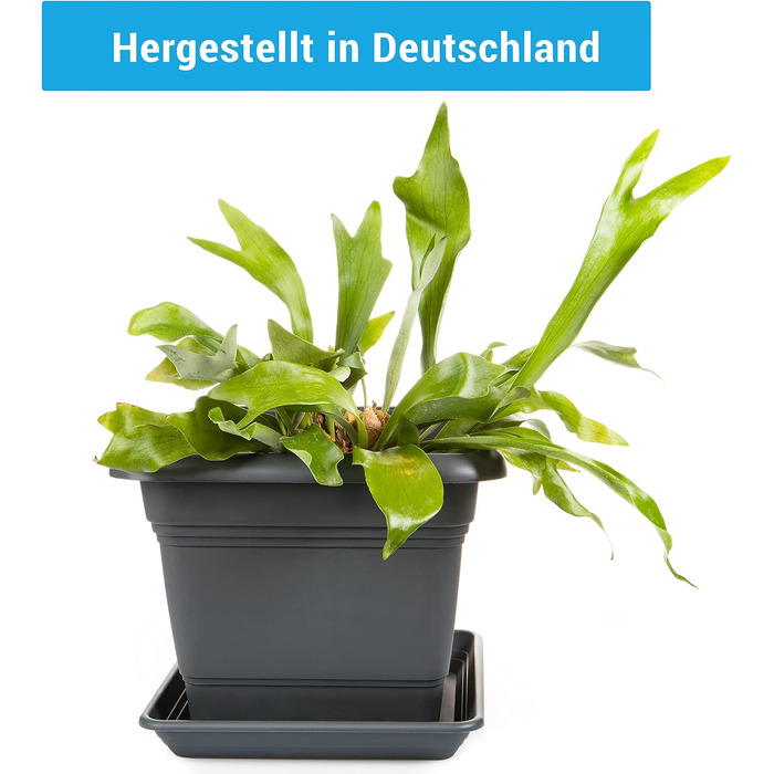 Набір квіткових горщиків 2friends 4 шт. XXL, 48 см, антрацит, пластик, для вулиці, UV-стійкий, морозостійкий, з піддоном, Made in Germany