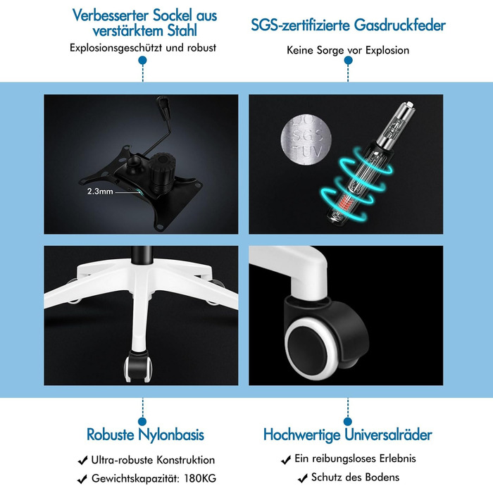 Офісний крісло ALFORDSON з динамічною підтримкою попереку, чорний (Arc - Синій та Сірий)