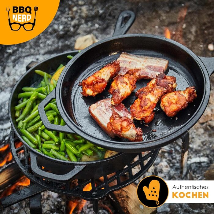 Запіканка BBQ-Nerd Cocotte 3,5 л з функцією 2-в-1 Набір для приготування Каструля для плити, духовки та гриля, включаючи сковороду