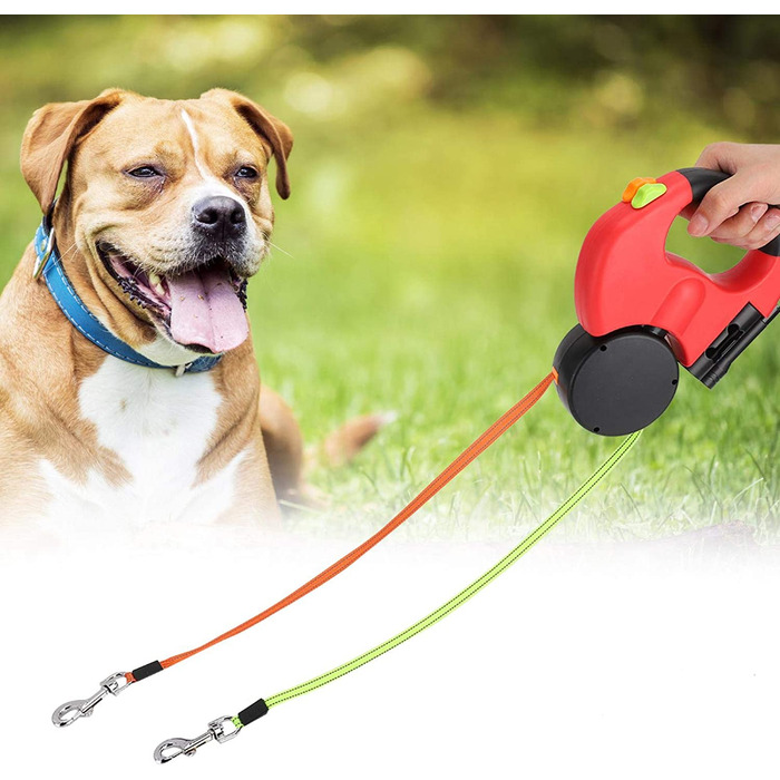 Повідець для вигулу домашніх тварин Clasken, двоголовий повідець для собак з АБС нейлону, автоматично висувається для вигулу собак, приладдя для вигулу кішок, товари для домашніх тварин (червоного кольору)