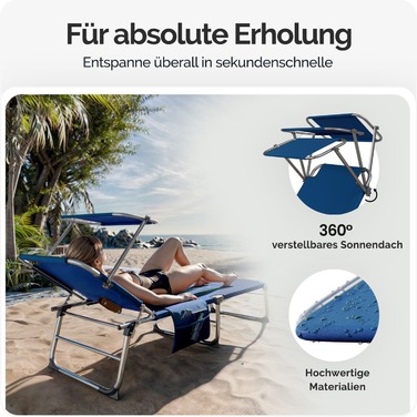 Шезлонг Ibiza Blue 190x59x29см Alu Sun Canopy