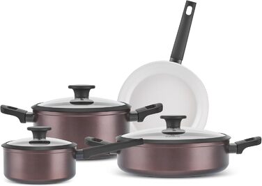 Набір кухонного посуду Karaca Ceramica Iconic Bronze (7 предметів): каструлі, сковорода, топи з кришками, антипригарне покриття SwissCrystal без PFAS