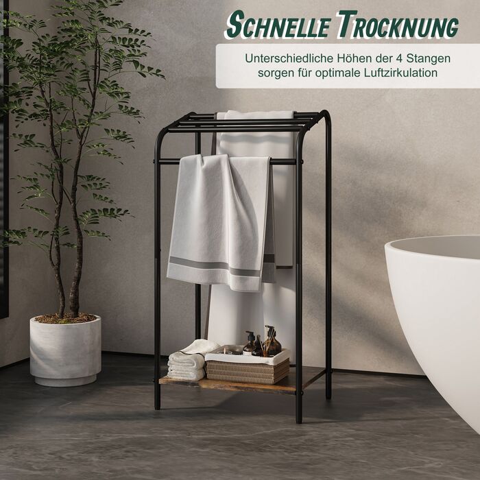 Підставка для рушників індустріального стилю з полицею Relaxdays