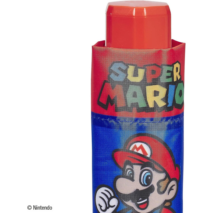 Кишенькова парасолька PERLETTI Super Mario для хлопчиків 7, 8, 9 років - Парасолька Mario Bros Дитяча парасолька для маленьких дітей - Парасолька початкової школи Компактний легкий вітрозахисний - діаметр 91 см